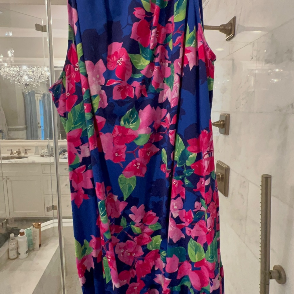 Tommy Bahama Bouganvillea Blue Ruffle Dress - Picture 10 of 16